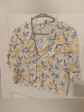 Ardene Cream Blouse with Yellow Lemon Print